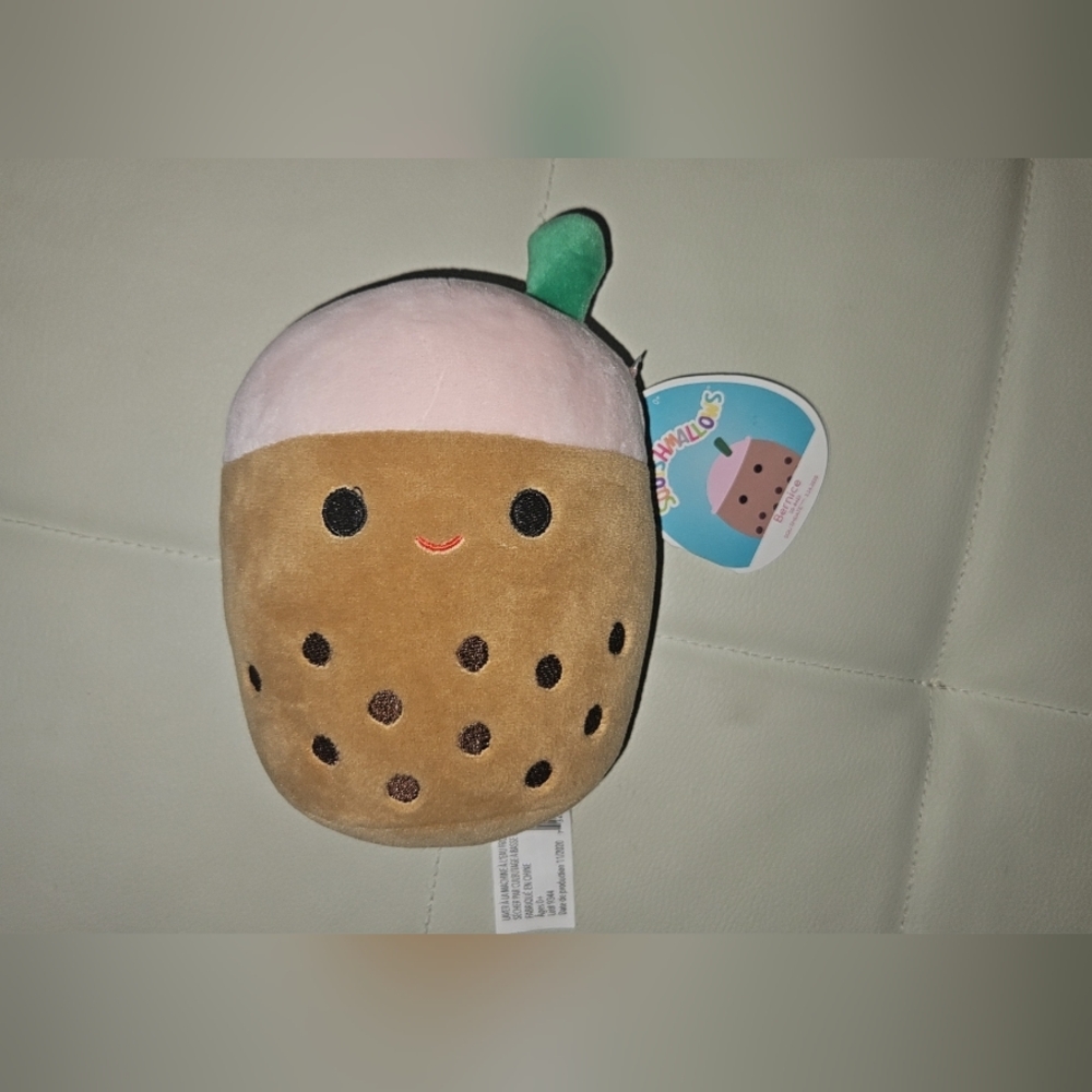 Squishmallows Boba Tea Plush - Tan and Pink 5inch